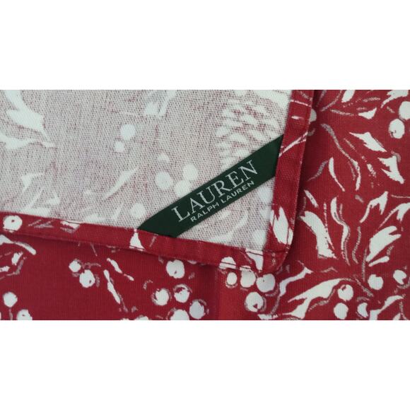 Ralph Lauren Holiday Dinner Napkins Bowen Pinecones Red Silver White Set 12 - Picture 10 of 10